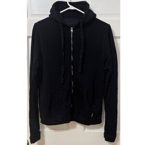 Free City Hoodie Sweatshirt Black Full Zip Up Hood White Bird Graphic 3 L Large